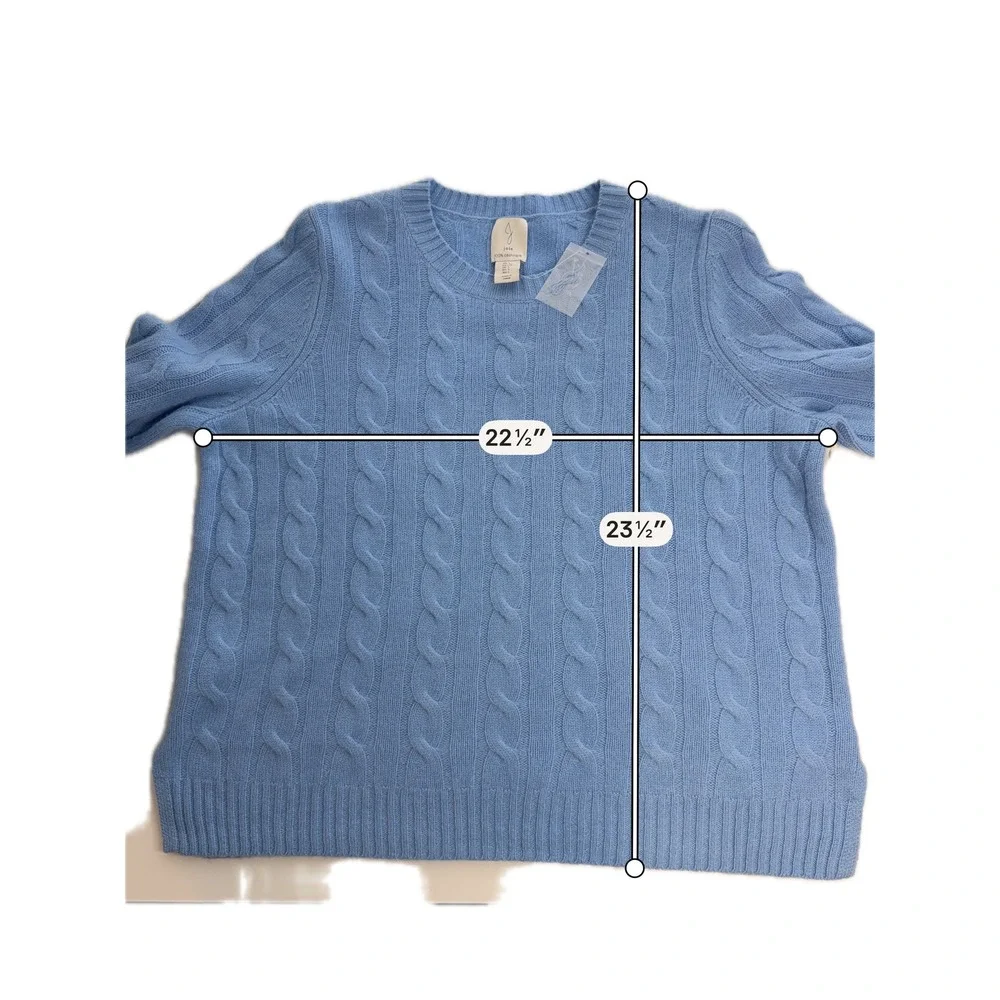 NWD Joie 100% Cashmere Cable Knit Crewneck Sweater Blue Womens Size Large Luxury